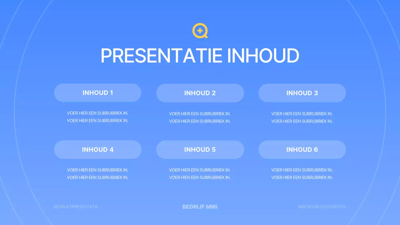 Een eenvoudige zakelijke presentatie in blauw en geel