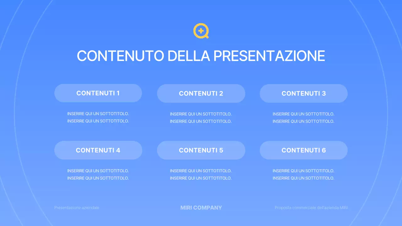 Una semplice presentazione aziendale in blu e giallo