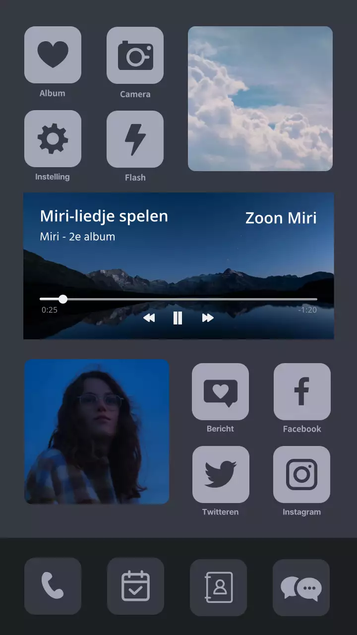 iPhone-wallpapers met een donkere achtergrond en een prominente UI