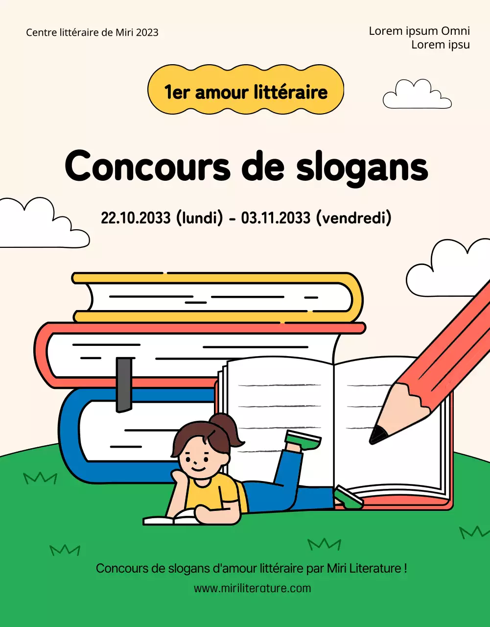 Concours d'illustration de livre vert et jaune