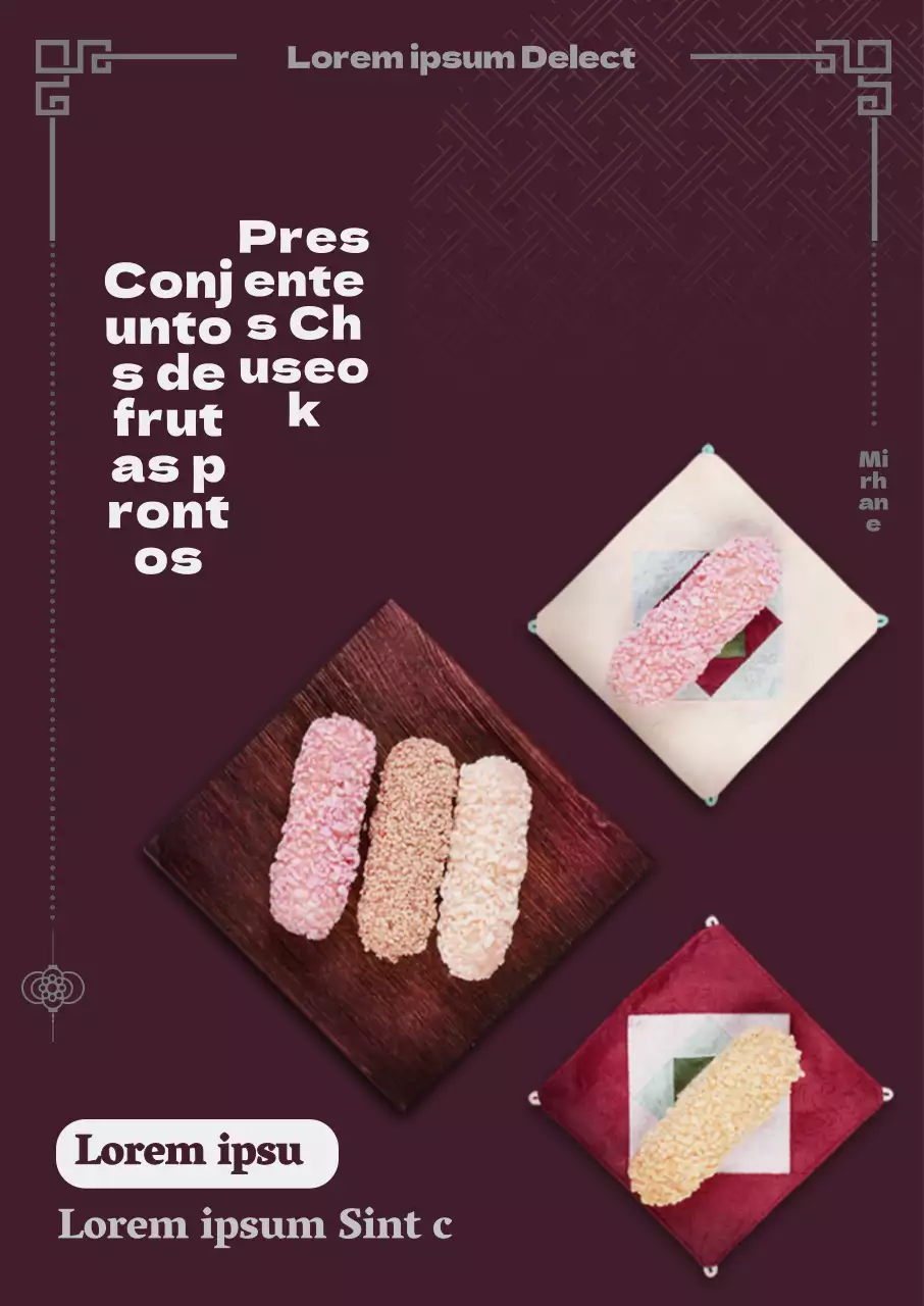 Um cenário outonal cor de vinho e ilustrações de linhas tradicionais para o evento de oferta Chuseok Hanami.