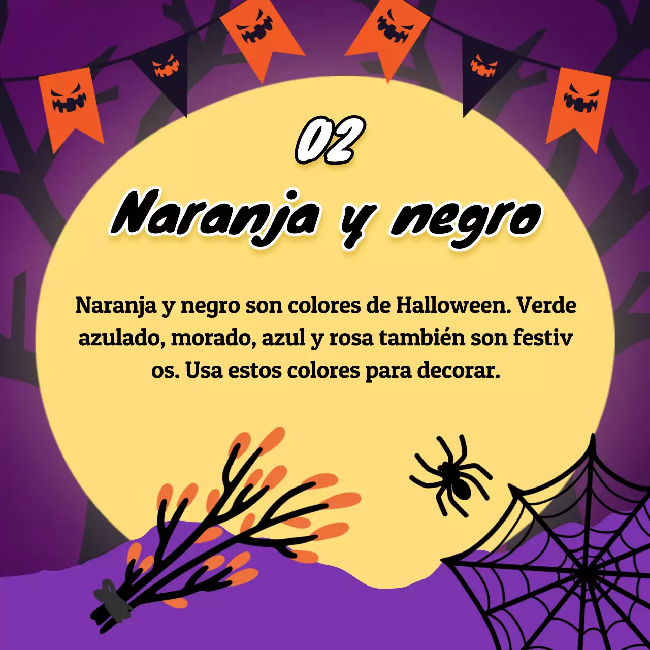 Presentamos la decoración de Halloween Fantasía en naranja y negro