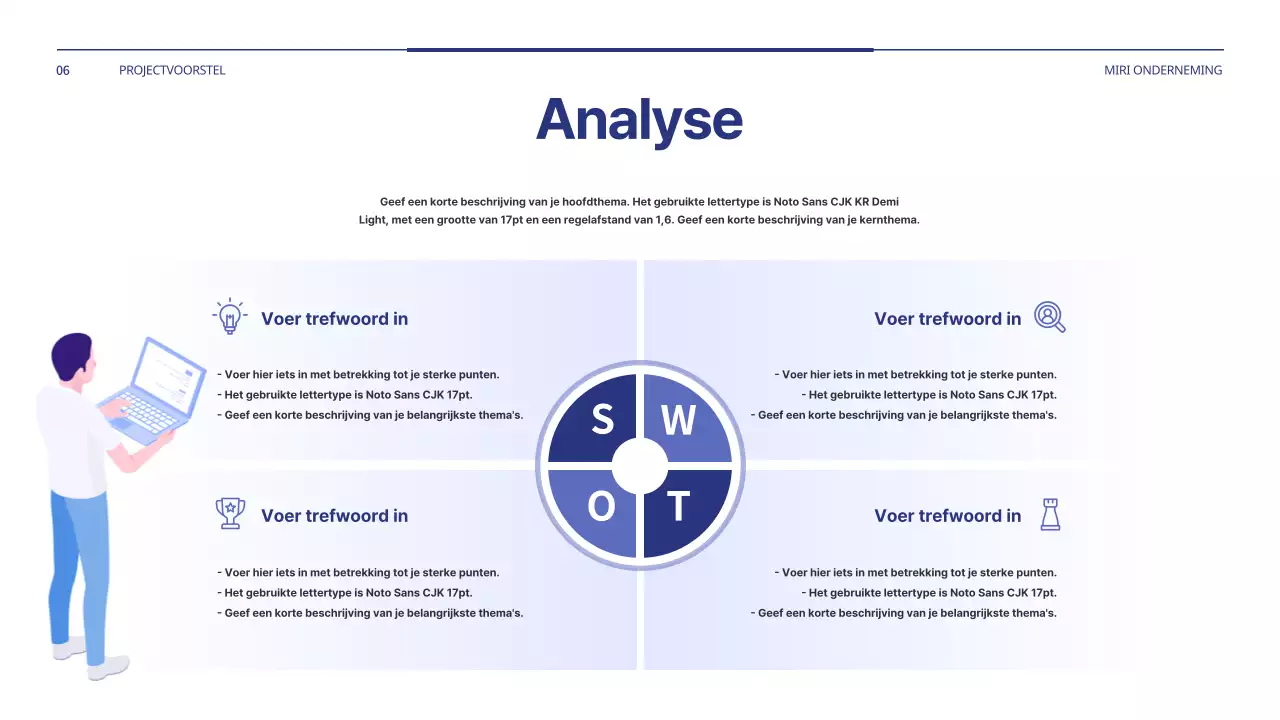 Een eenvoudig projectvoorstel in blauw