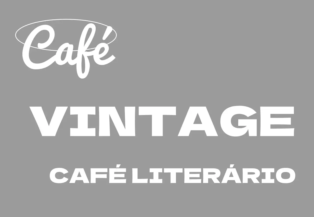 Um sinal simples de montra com texto vintage de um café a preto e branco e formas de linhas circulares.