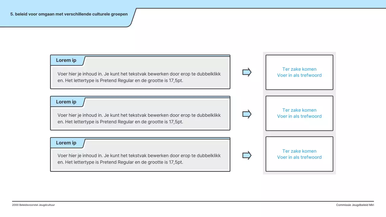 Een beleidsvoorstel met een strakke illustratie in lichtblauw en een indexpuntvorm.