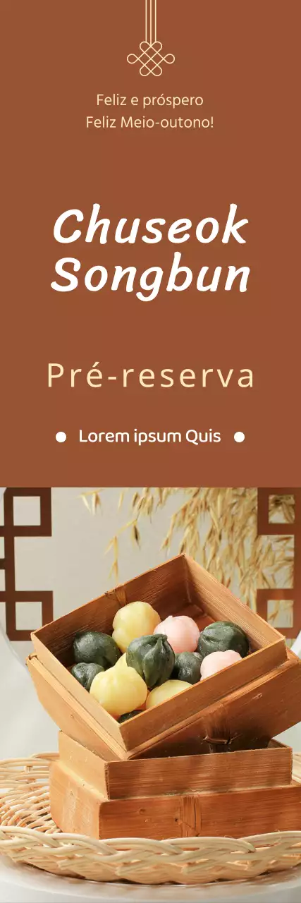 Promova a pré-reserva de um canapé do Chuseok com uma imagem de um canapé de luxo sobre um fundo castanho
