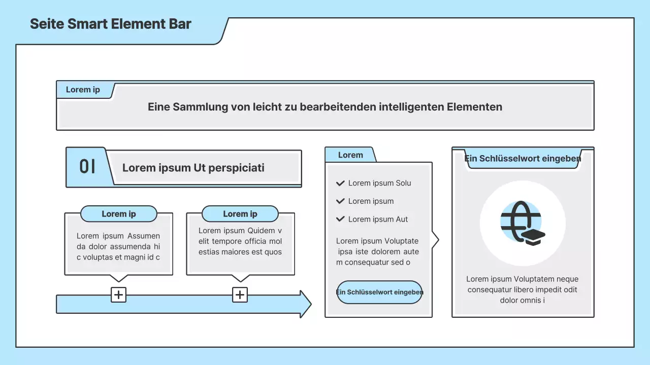 Ein politischer Vorschlag mit einer sauberen Illustration in Hellblau und einer Indexpunktform.