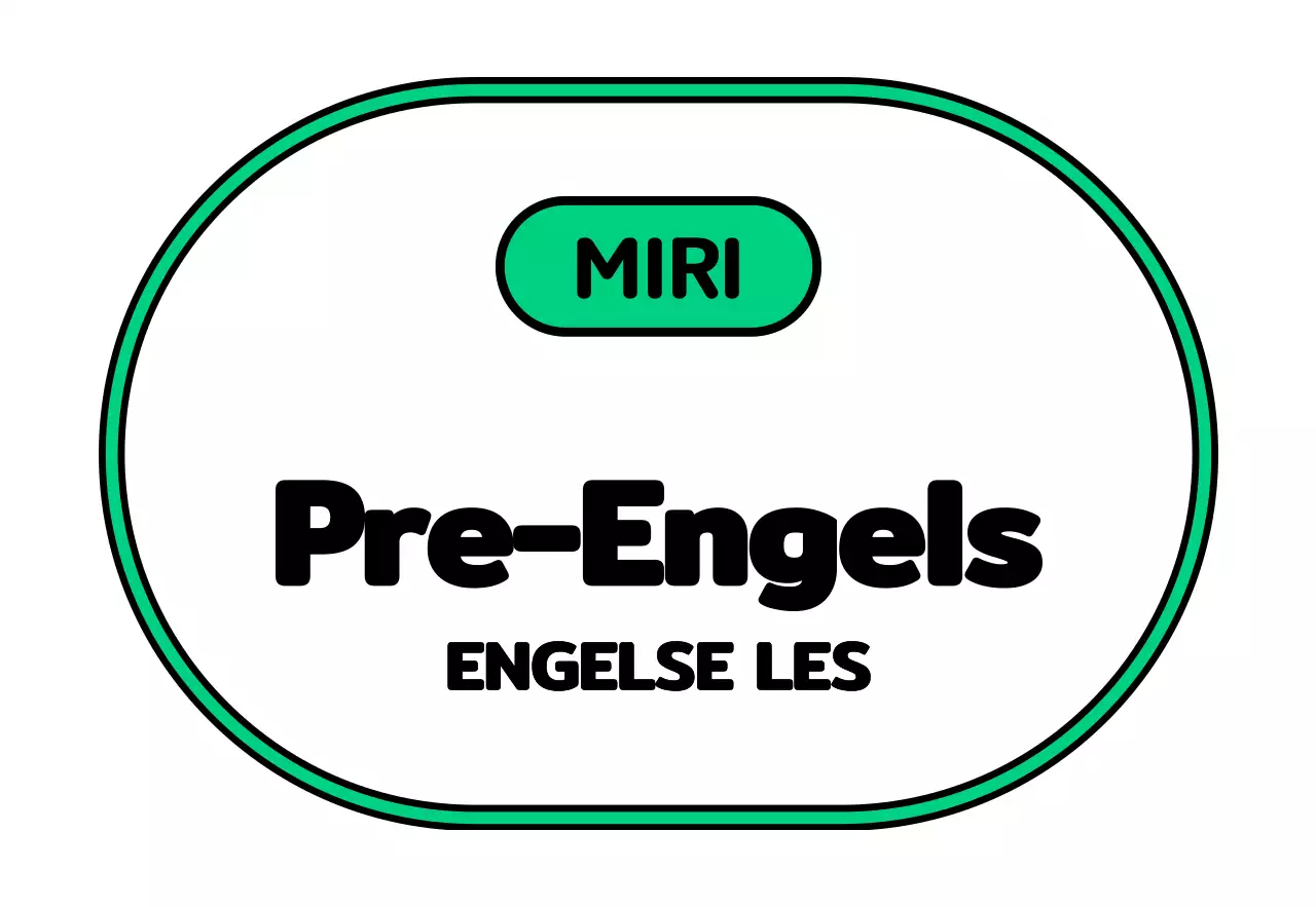 Een eenvoudig schoolbord met zwarte, witte, groene en paarse voor-Engelse tekst en omkaderde illustraties.