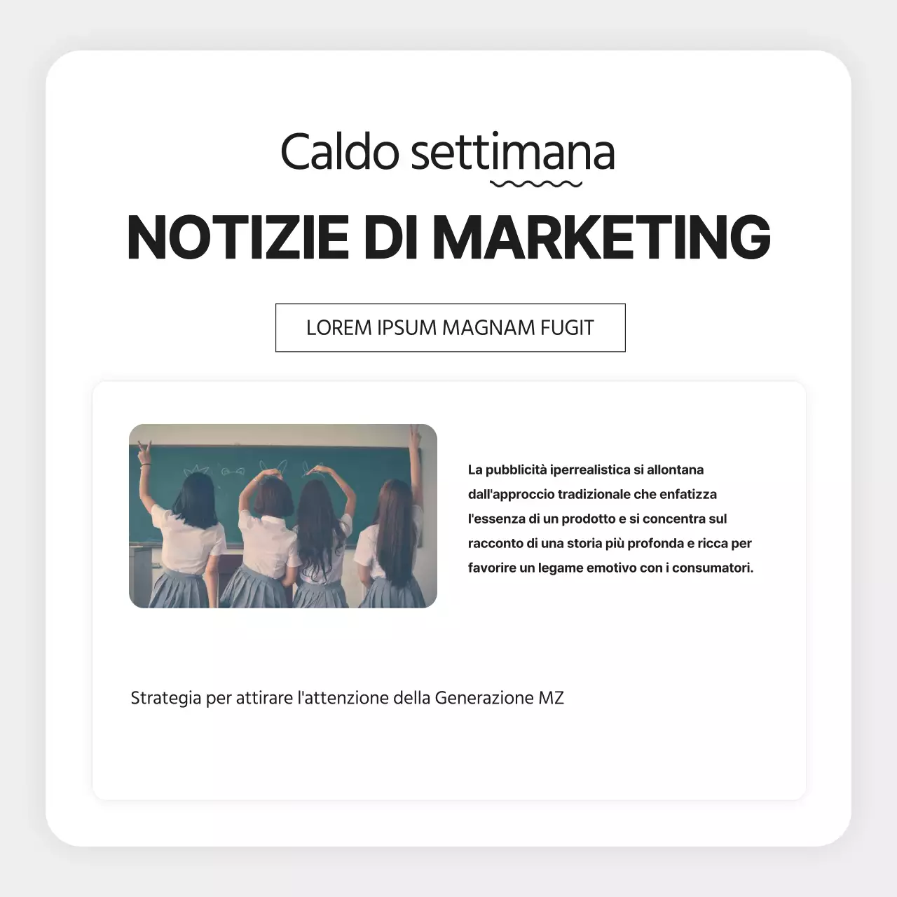 Rapporto di newsletter di marketing semplice e grigio