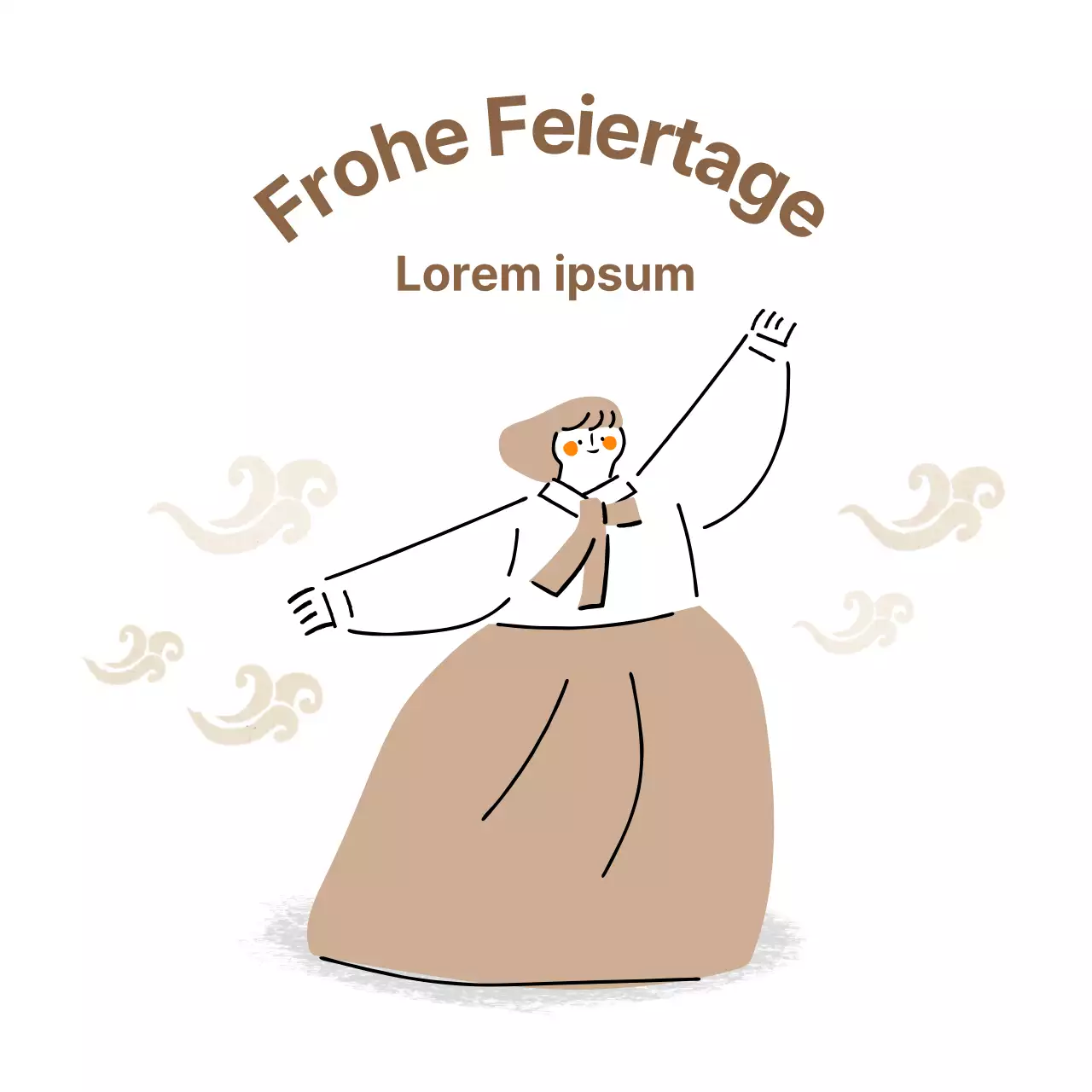 Mittherbstgrüße mit einer Frau in einem beigen Hanbok
