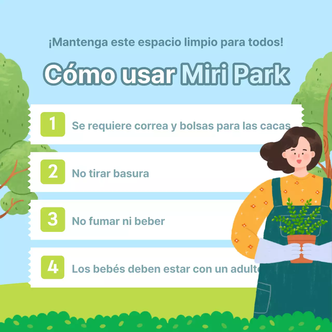 Aviso de ilustraciones en azul claro y verde