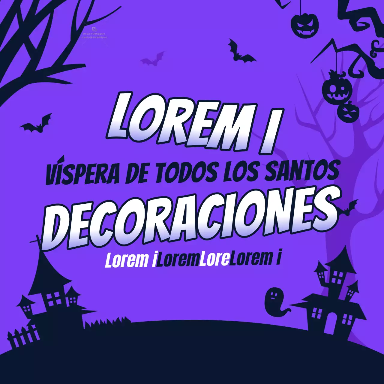 Ideas de decoración de Halloween con ilustraciones de sombras planas en dos tonos