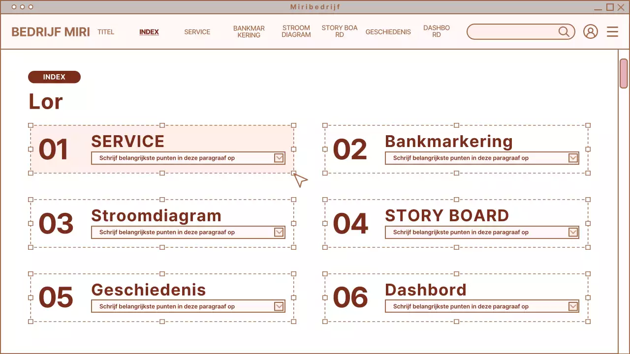 Eenvoudig ontwerp voor webpagina in beige en wit