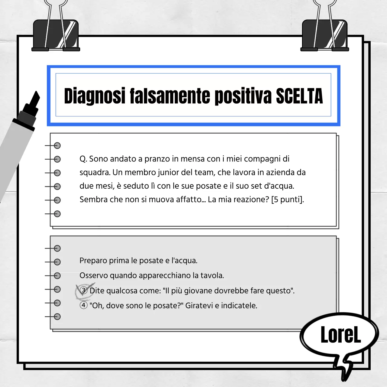 Un semplice post di test diagnostico blu e bianco di tipo goofy