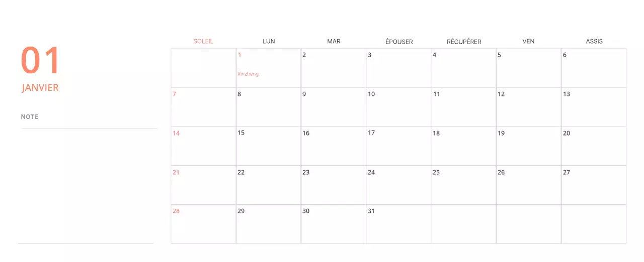 Calendrier de bureau illustré vert sur le thème de la famille