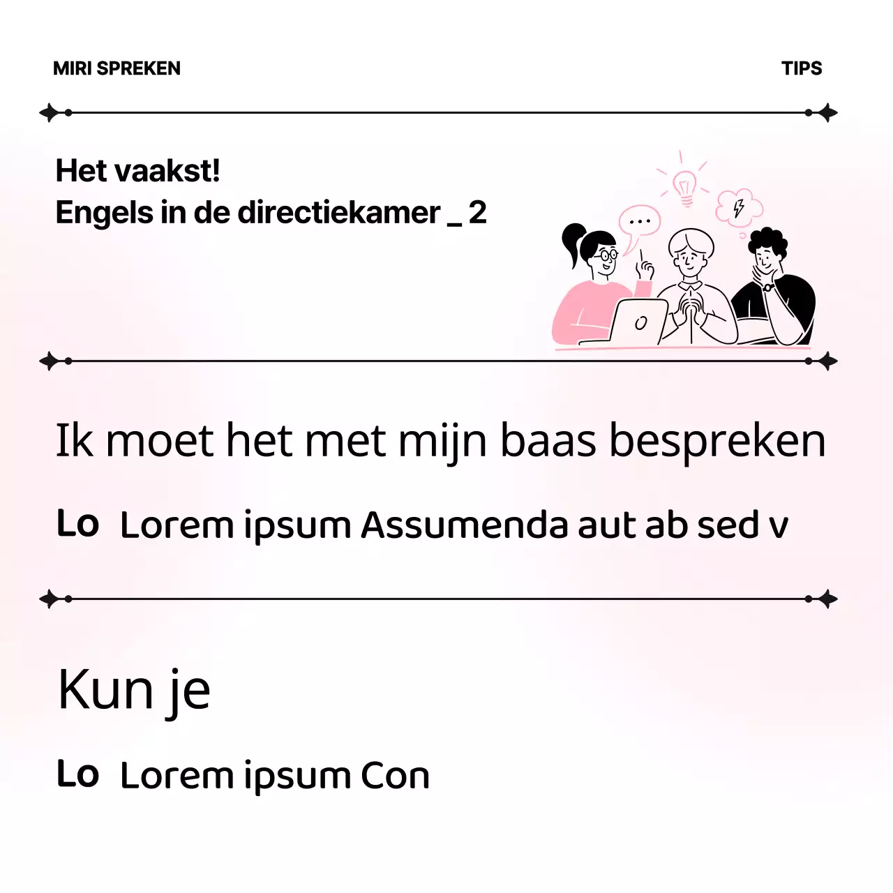 Minimalistisch lesmateriaal zakelijk Engels in roze en wit