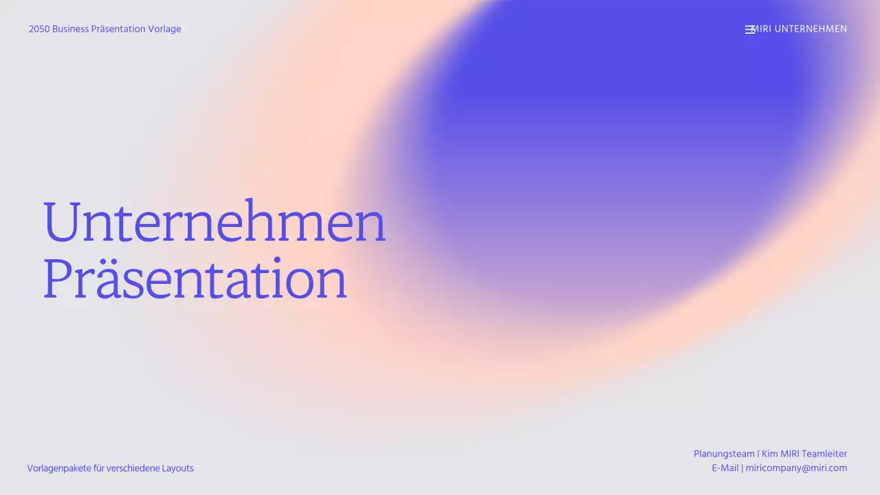 Business-Präsentationsvorlage mit violettem Farbverlauf