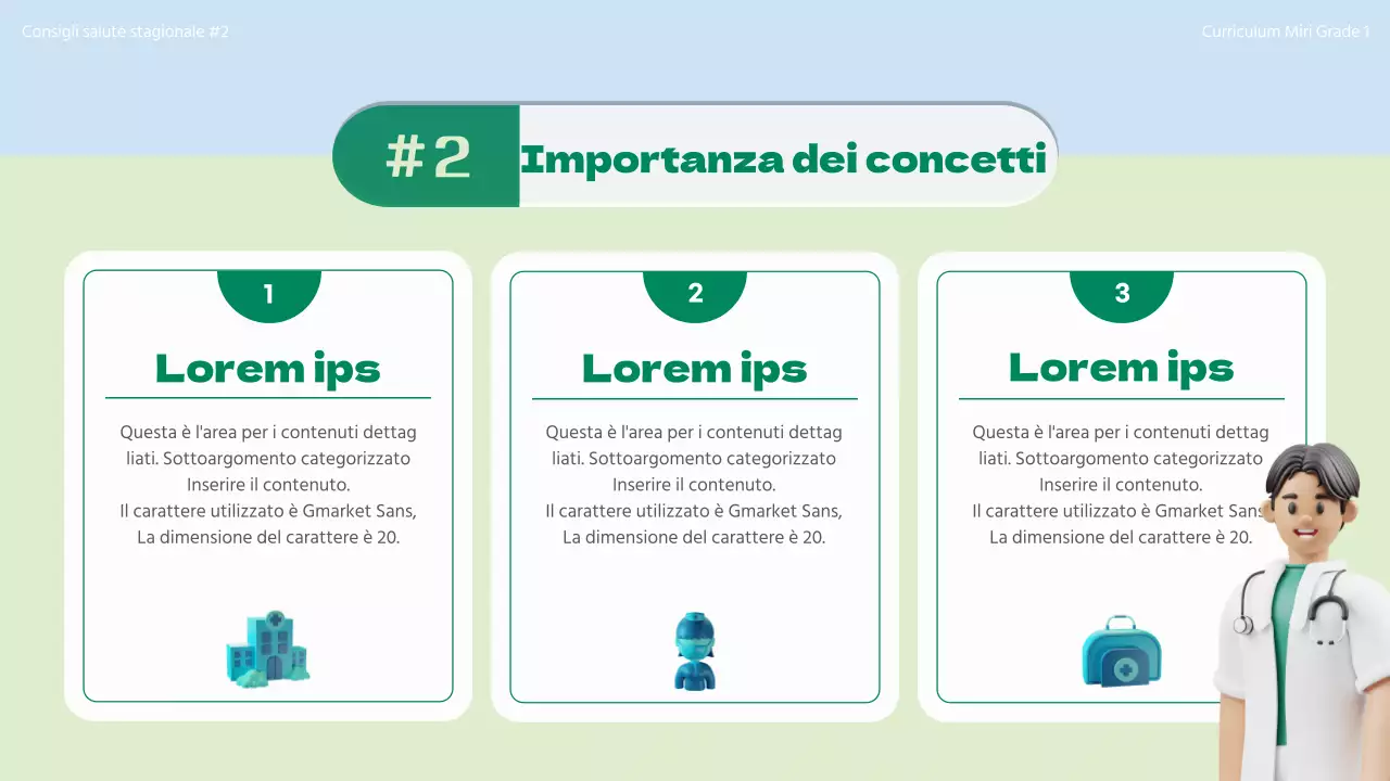 Introduzione al concetto di assistenza sanitaria stagionale con illustrazioni 3D in chartreuse e azzurro.