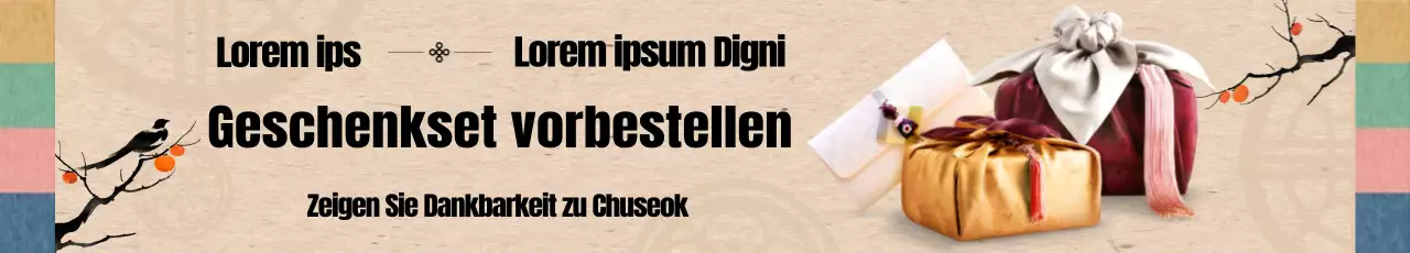 Chuseok-Geschenkset-Event mit traditionellen orientalischen Kunstillustrationen und Furoshiki-Geschenkset-Bildern