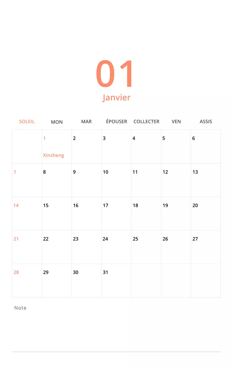 Calendrier de bureau illustré vert sur le thème de la famille