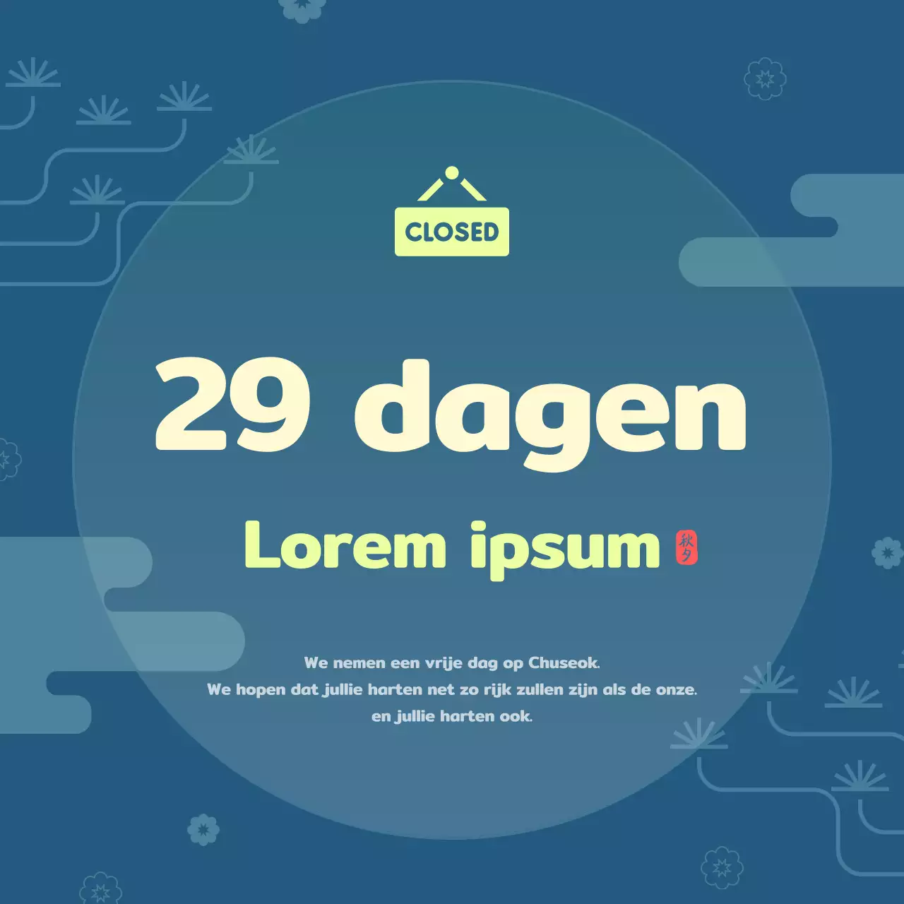 Chuseok-aankondiging in traditioneel patroon met chartreuse accenten