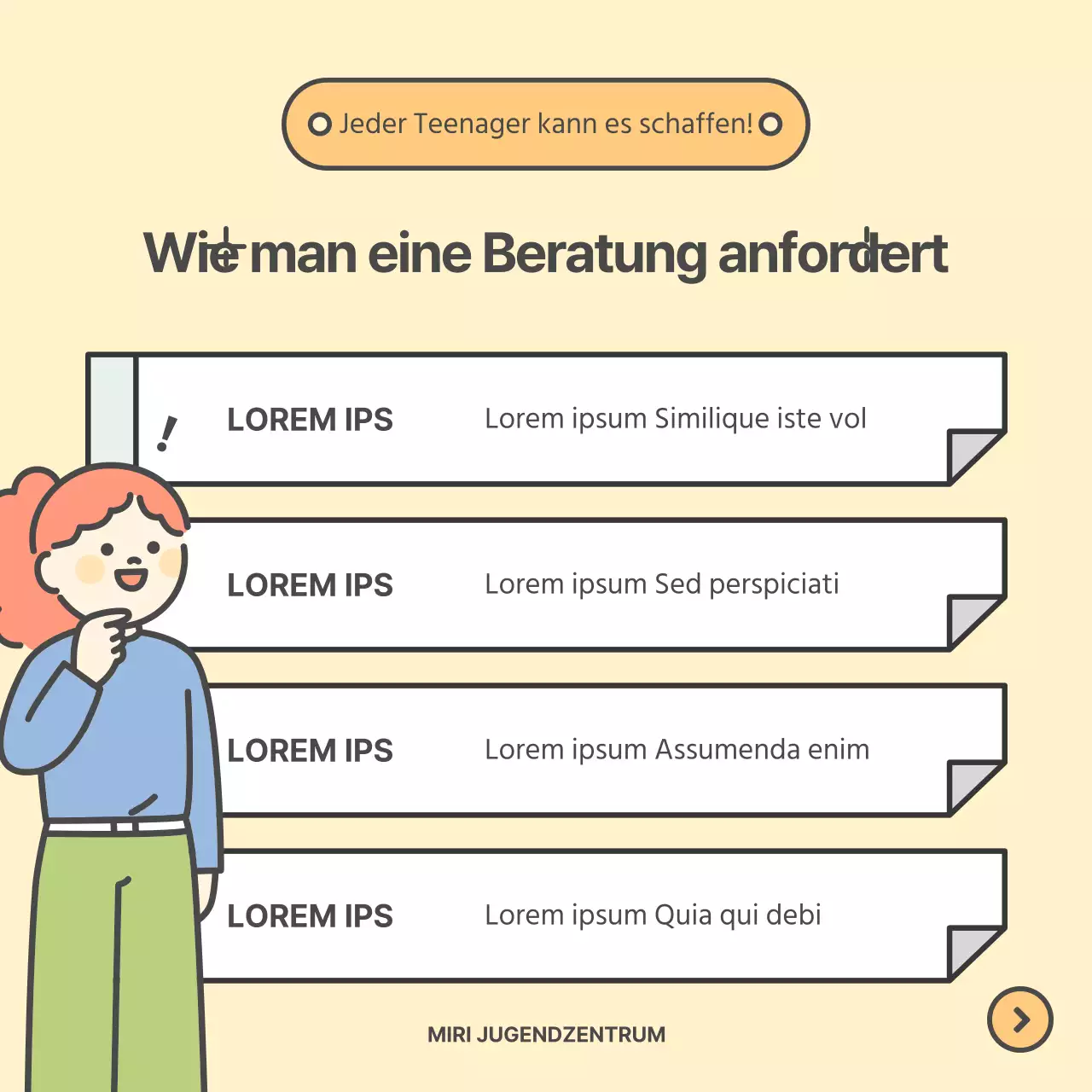 Werbung für ein hübsches gelbes und chartreusefarbenes Berufsberatungszentrum