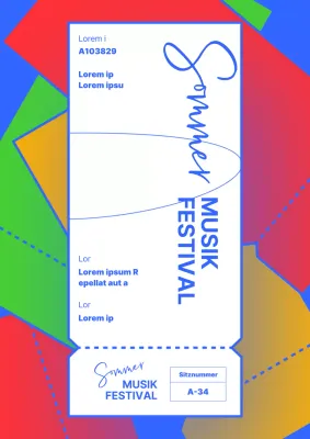 Sommerliche Musikfestivals mit blauen und regenbogenfarbenen Farbtupfern fördern