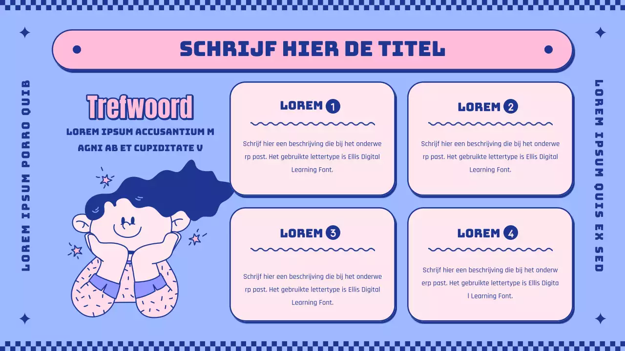 Introduceer het concept van schattige roze en paarse figuurtjes