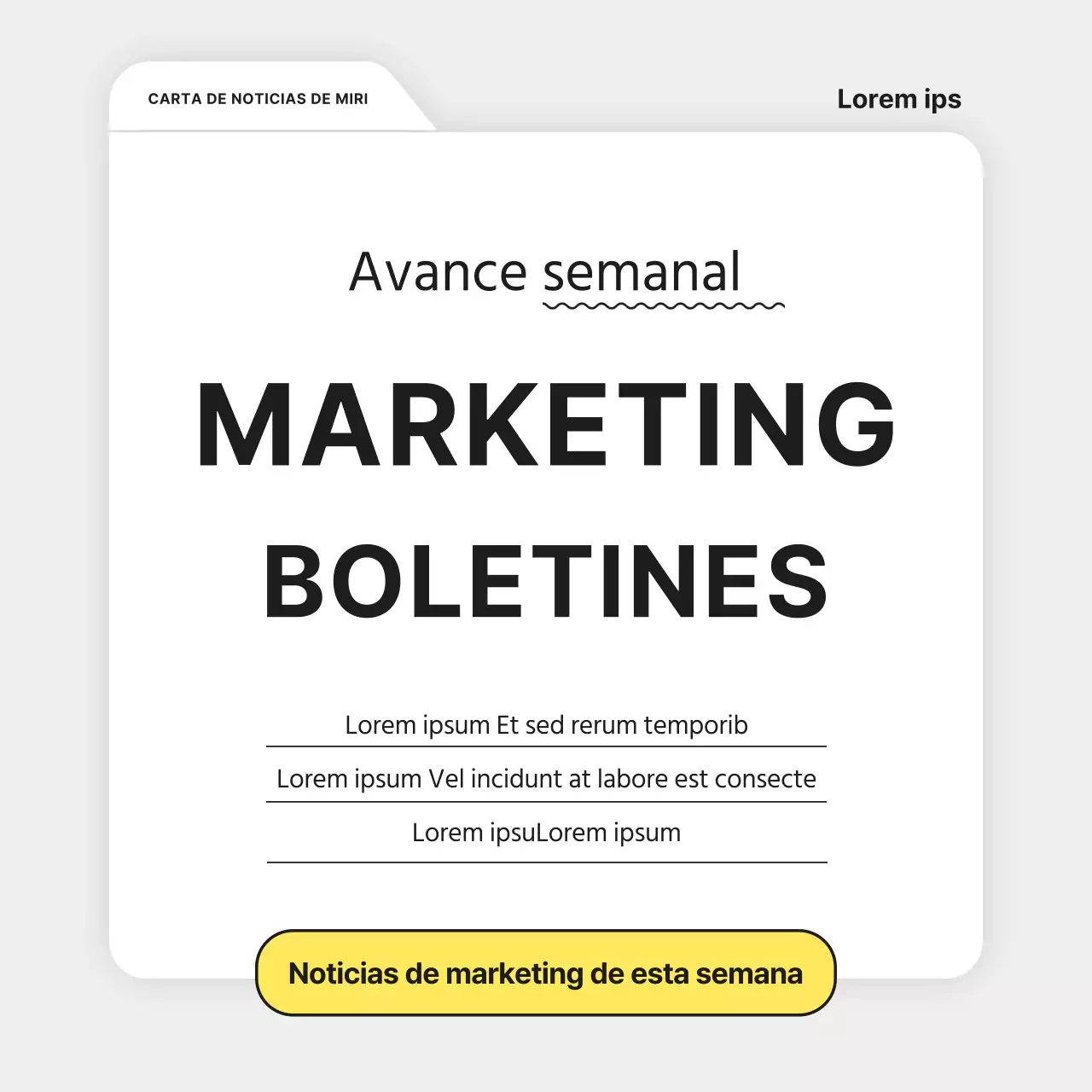 Informe gris y sencillo sobre el boletín de marketing