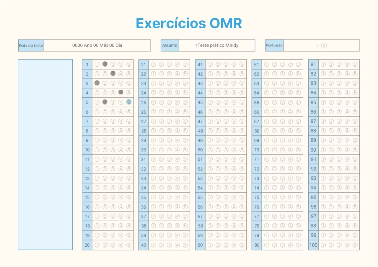 Materiais de formação OMRCheck simples em azul claro e marfim