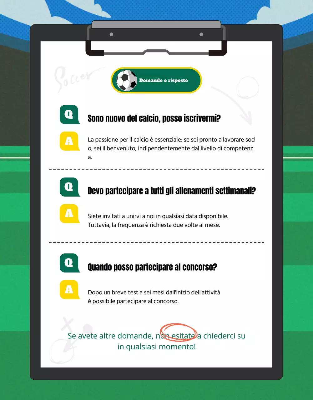 Reclutamento per la squadra di calcio femminile gialloverde