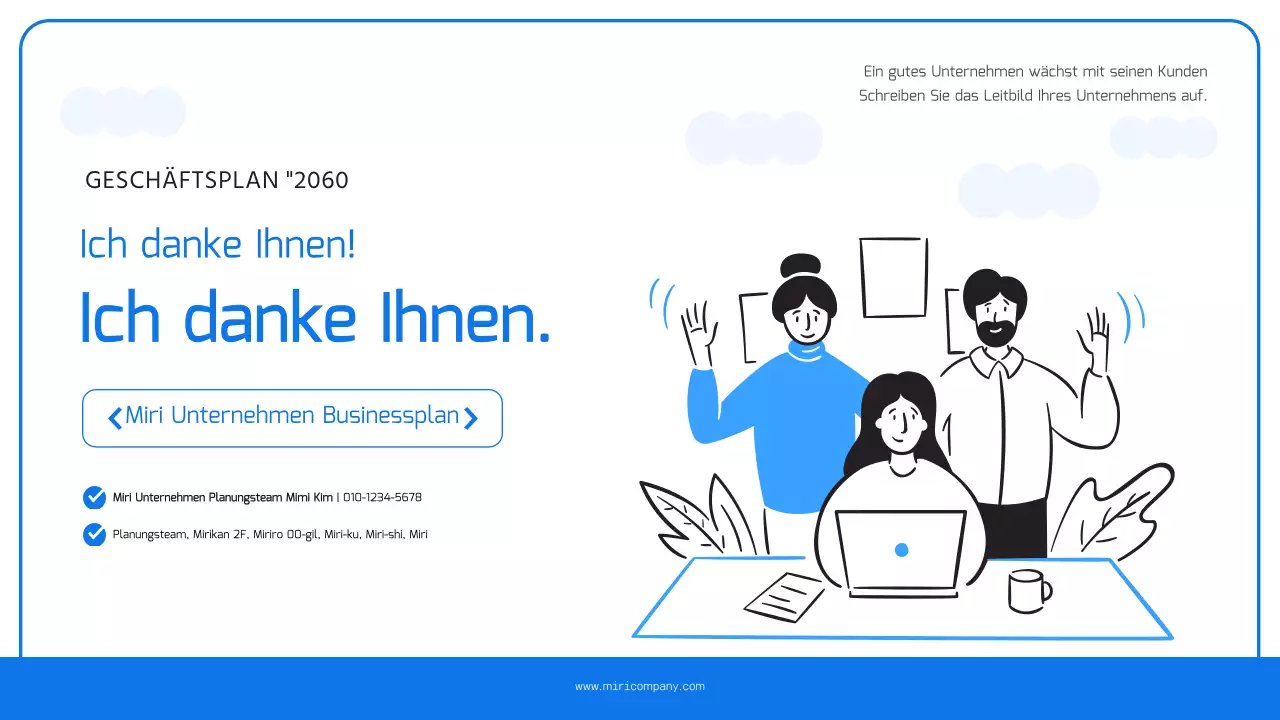 Ein einfacher Geschäftsplan in Hellblau und Blau