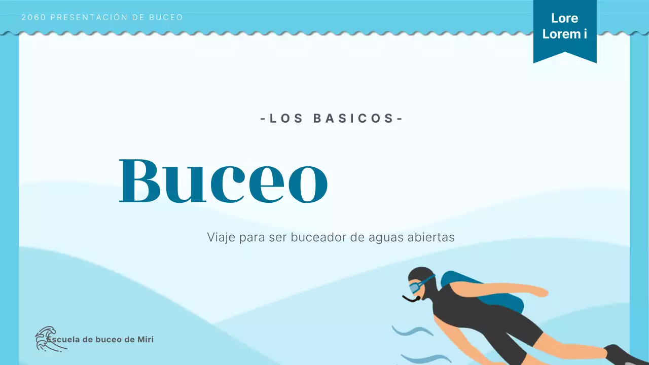 Introducción a la formación de buceo con el concepto de ilustración del océano azul claro