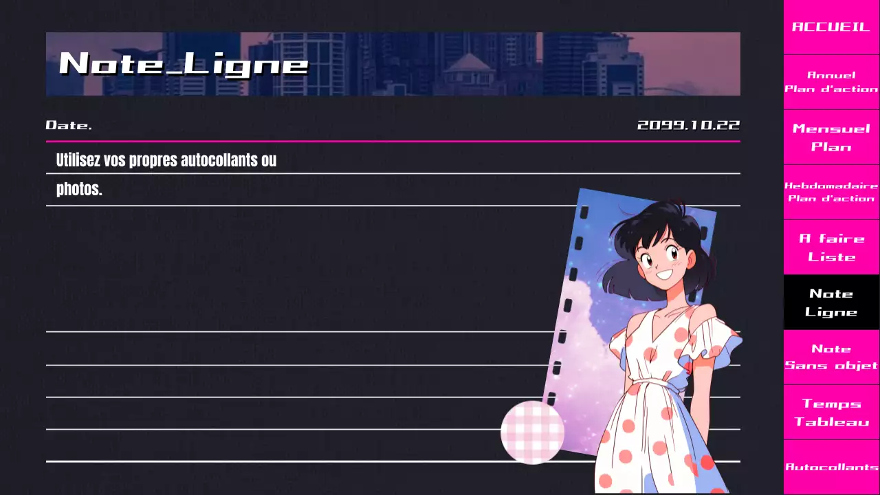 Planificateur d'animation CityPop dégradé noir et rose