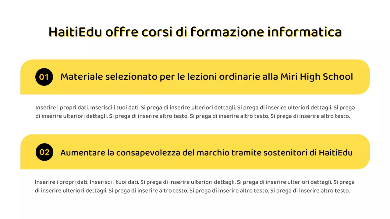 Semplice report IT Scorecard con sfondo giallo