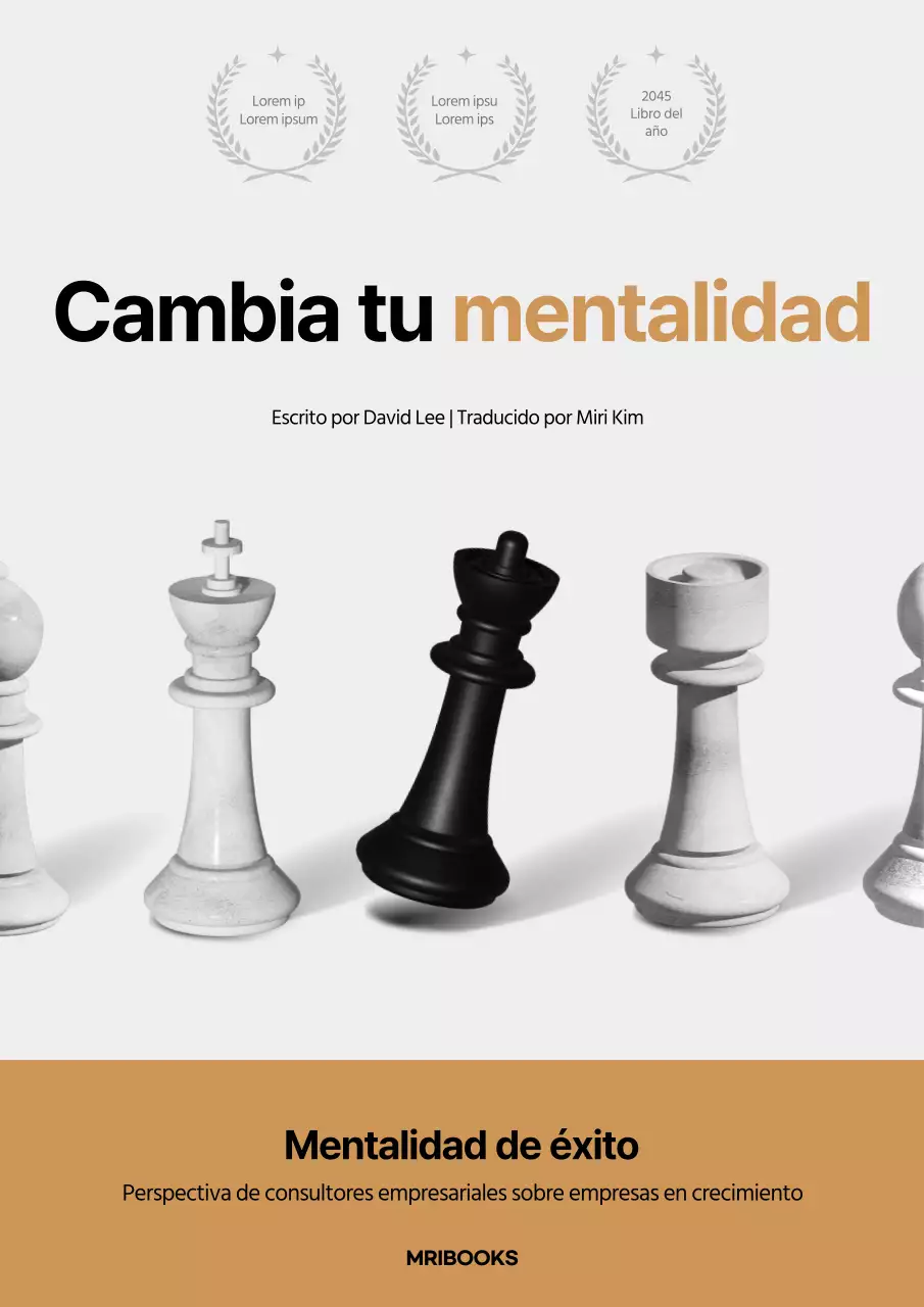 Libro de autoayuda con un moderno diseño de tablero de ajedrez en dorado monocromo