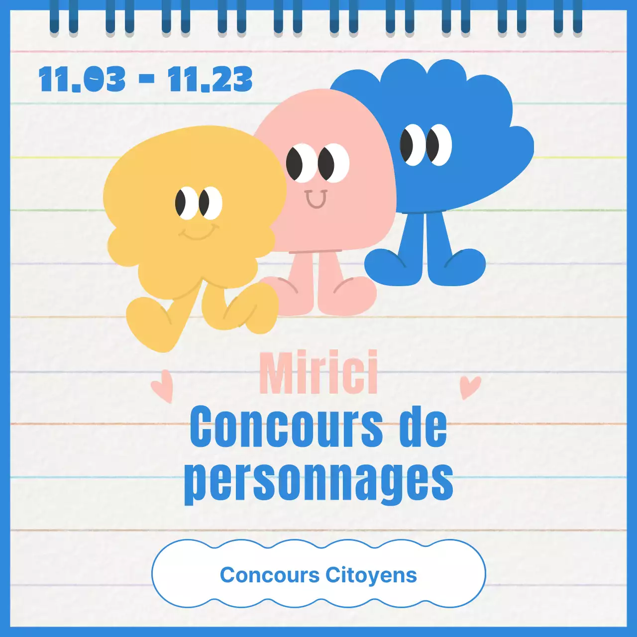 Promouvoir un concours de caractère minimaliste jaune et bleu