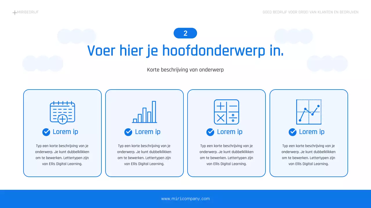 Een eenvoudig bedrijfsplan in lichtblauw en blauw