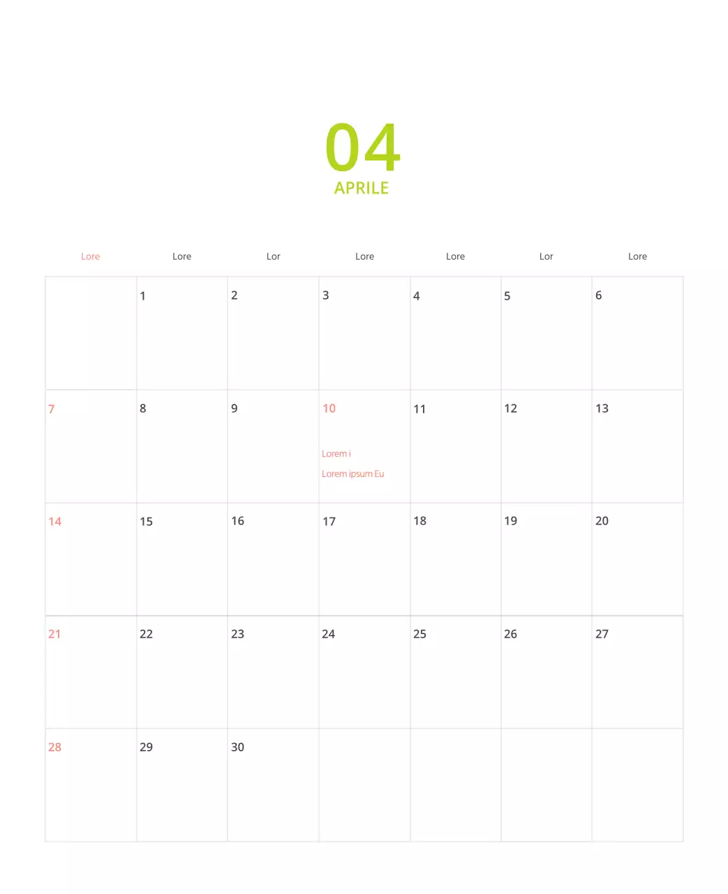 Calendario illustrato multicolore