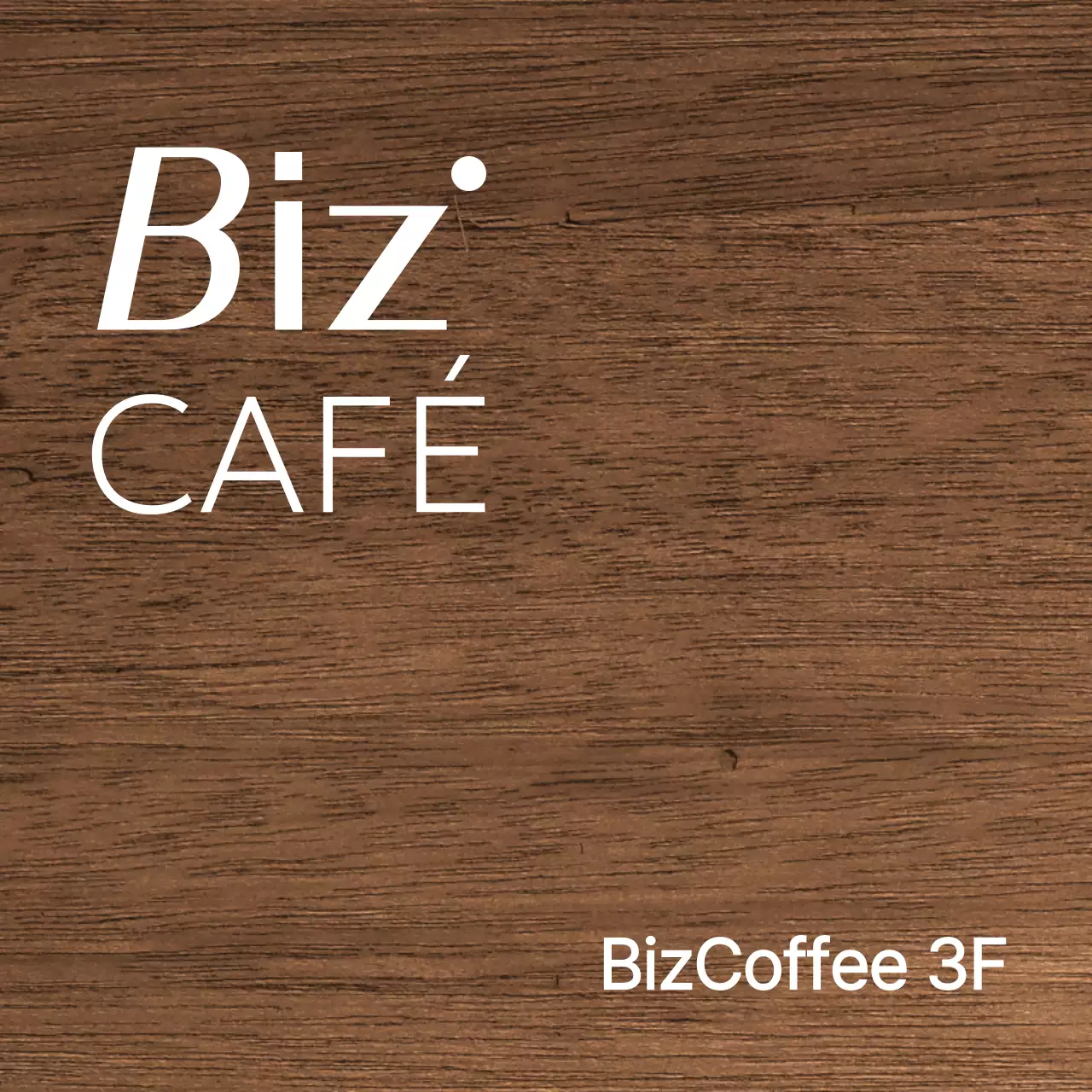 Plaque en bois simple avec texte sur le café et formes illustrées.