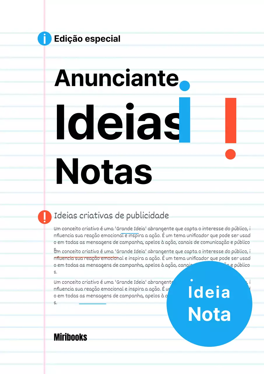 Proposta de estratégia de nota de ideia com tipografia