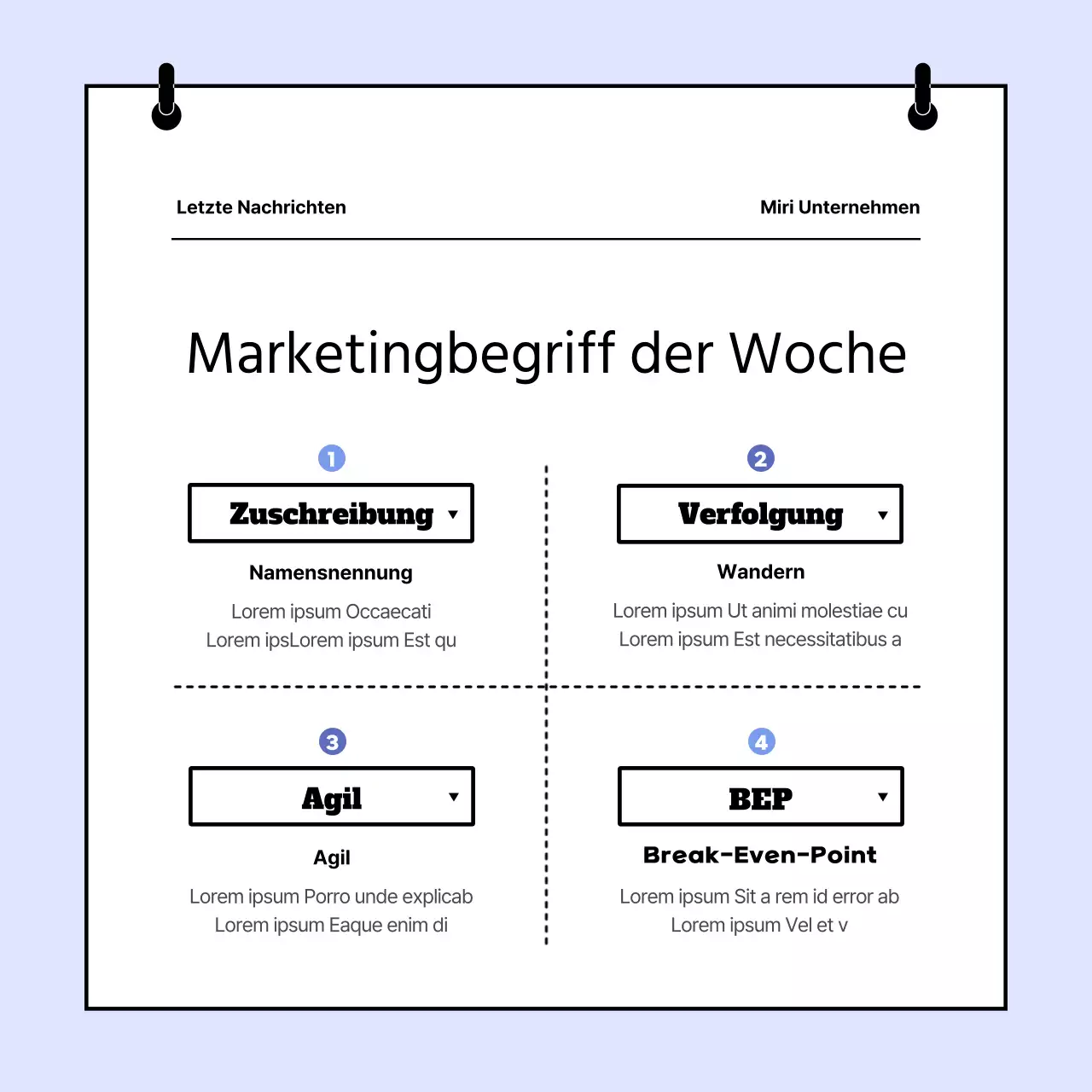 Blue's Simple Marketing Newsletter Bericht