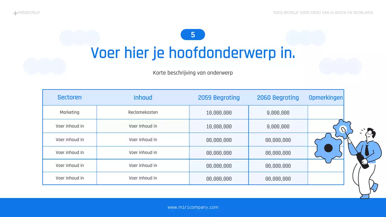 Een eenvoudig bedrijfsplan in lichtblauw en blauw