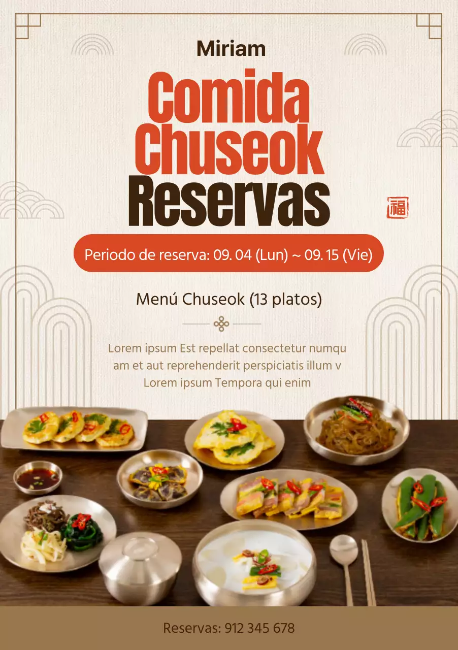  Eventos de pre-reserva de comida tradicional coreana marrón