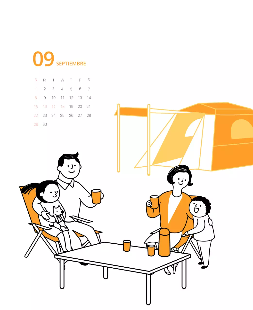 Calendario ilustrado multicolor