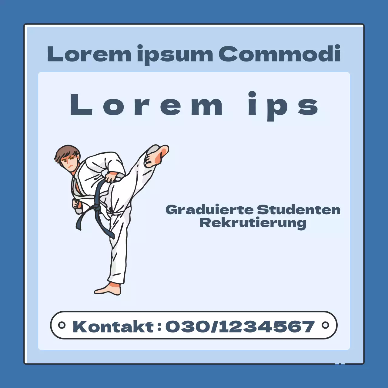 Einfache blaue Taekwondo-Rekrutierungsanzeige