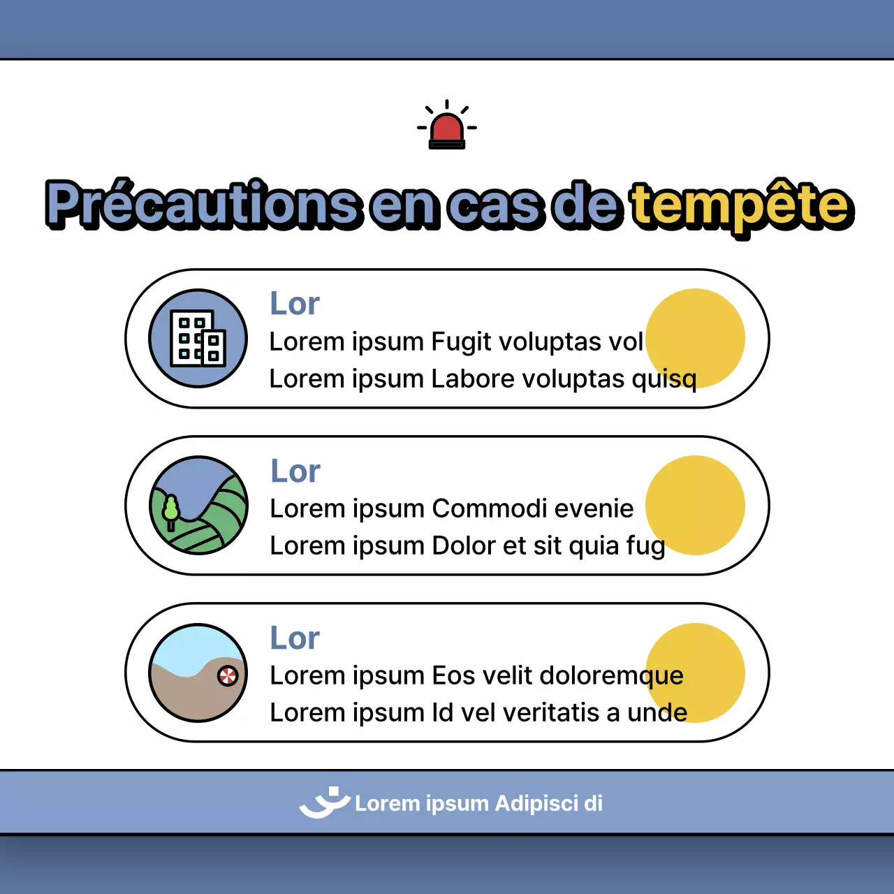 Un post sur la façon de traiter les dommages causés par les typhons en bleu et jaune