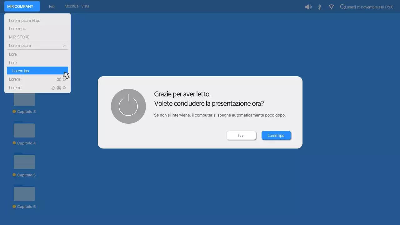 Semplice interfaccia utente del desktop del computer in blu e arancione Profilo aziendale