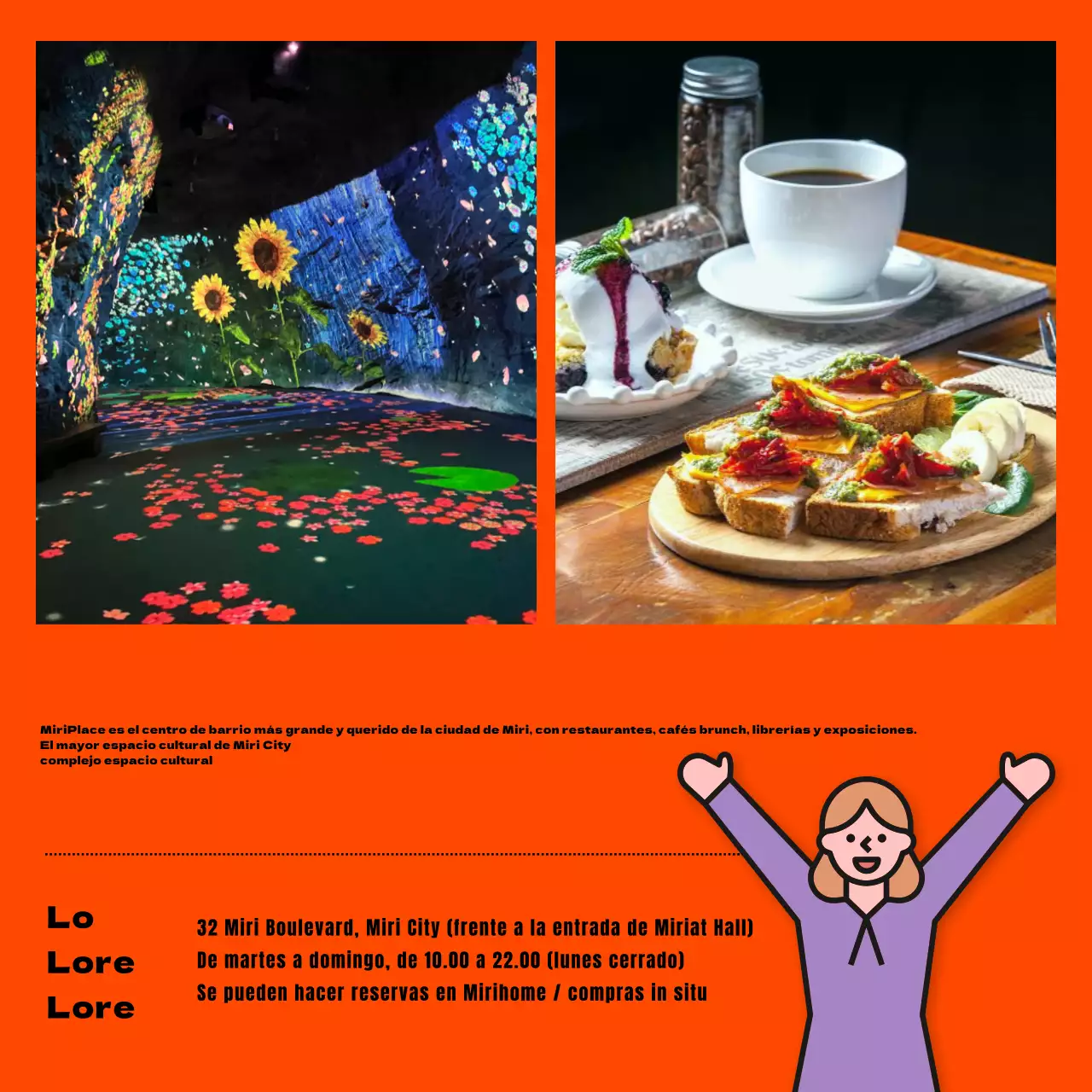 Guía para utilizar los espacios culturales con fondo y marcos naranjas