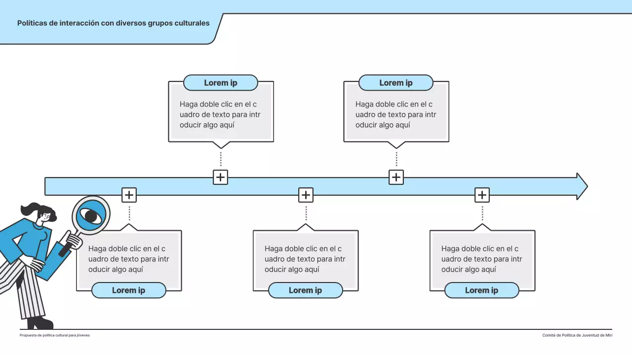Una propuesta política con una ilustración limpia en azul claro y forma de punto índice.